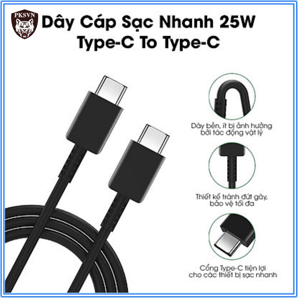 Dây Sạc Nhanh Type C to Type C 5A 25w dành cho SAMSUNG Galaxy S21 Ultra S20 S10 Note 20 10 A71 A51 A90 - Bảo Hành 1 Năm