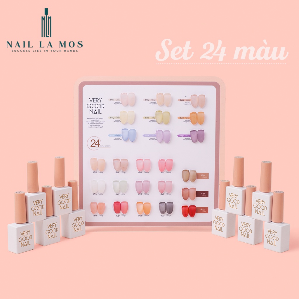 Set sơn thạch Very Good Nail 24 màu - Bộ sơn gel thạch phong cách Hàn Quốc (tặng kèm bảng màu mica)