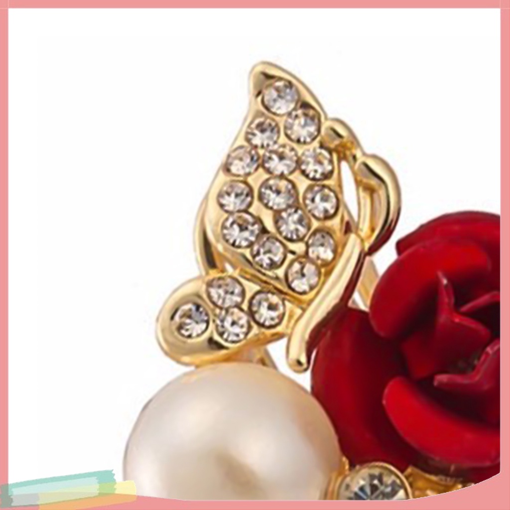 Đôi Khuyên Tai HìNh Hoa HồNg ĐíNh Kim Cương Giả ThờI Trang Cho Nữ