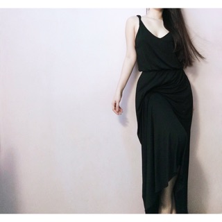 Đầm maxi thun lụa hở lưng giọt nước