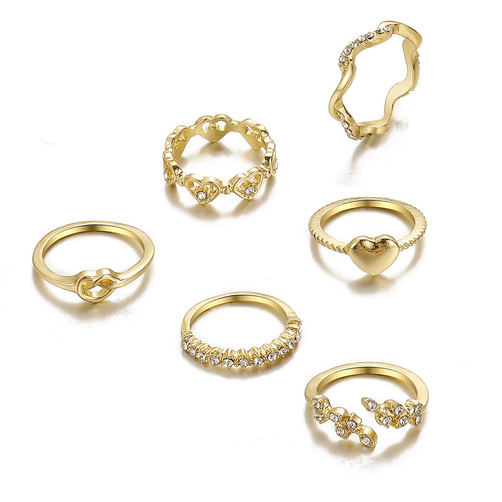 Set 6 Nhẫn Hở Đính Đá Thời Trang Cho Nữ