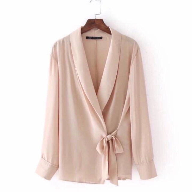 Áo sơ mi vạt chéo chất voan siêu mịn clip áo