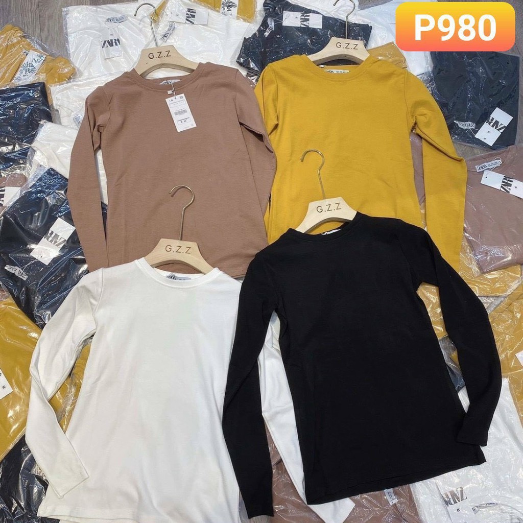 áo thun cổ tròn tay dài ôm dáng thu đông, thun bozip mềm, co dãn nhẹ