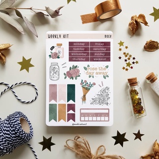 Weekly Kit - Rose - Chuyên dán sổ | Bullet Journal Stickers, Functional Stickers, Flower Stickers, Rose Stickers