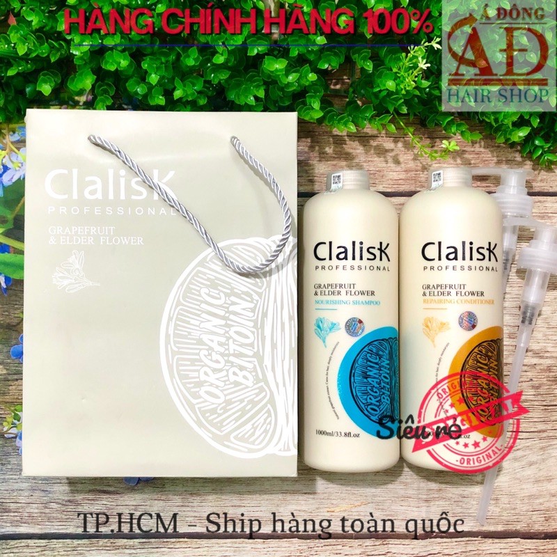 [CHÍNH HÃNG] [GIÁ SỈ] BỘ DẦU GỘI XẢ BƯỞI CLALISK PHỤC HỒI CHỐNG RỤNG MỌC TÓC 1000ML*2