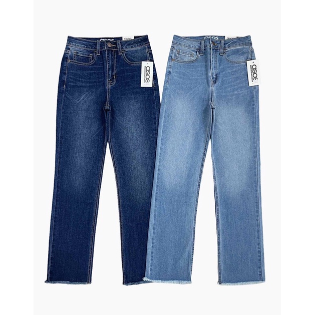 Quần jeans ống đứng  tua lai