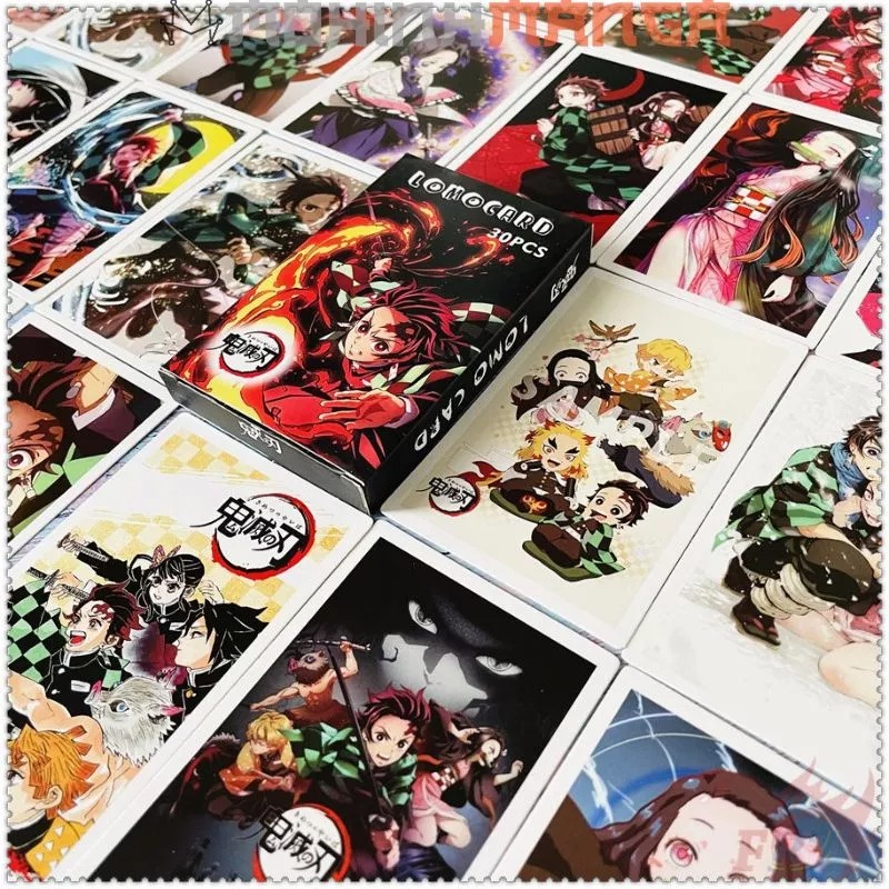 Lomo card hộp 30 thẻ truyện Kimetsu No Yaiba poster card Thanh gươm diệt quỷ Tanjiro Nezuko Zenitsu Tanjirou Inosuke
