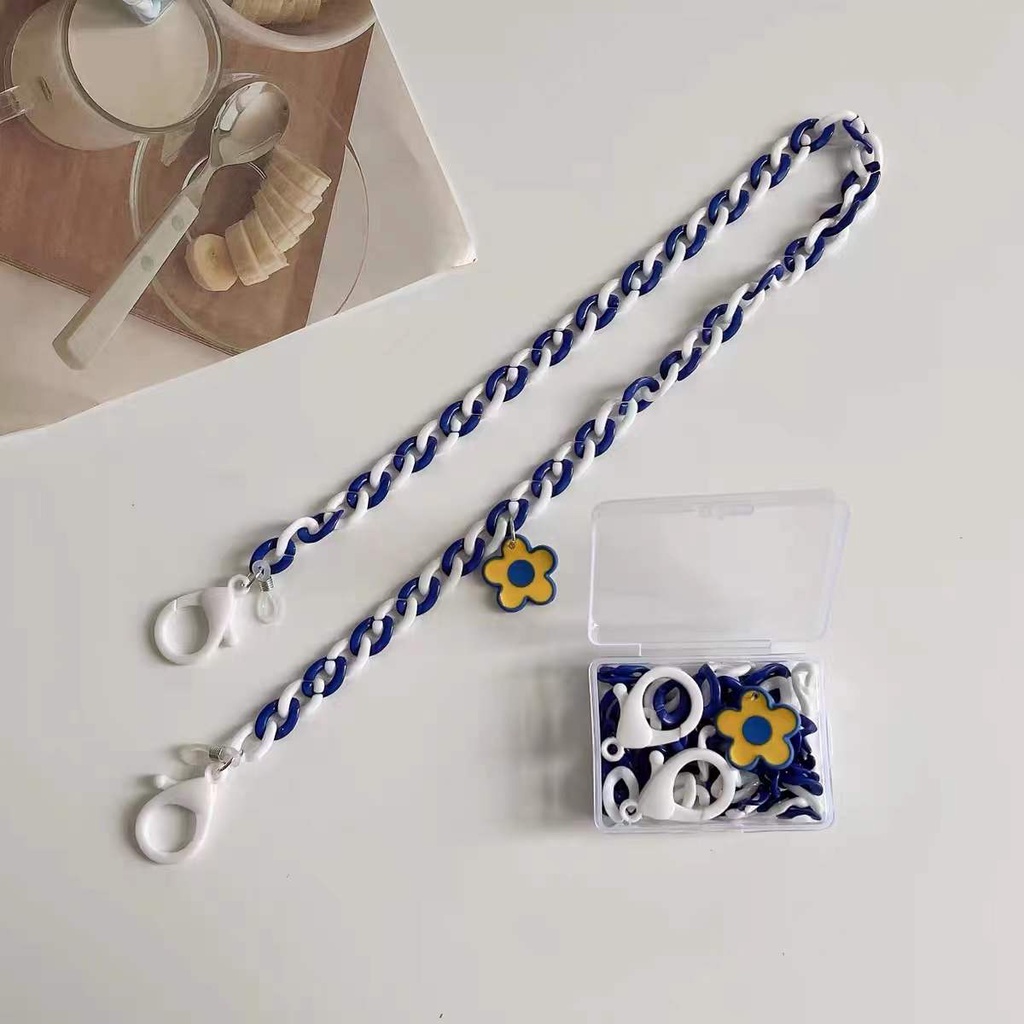 Dây đeo mắt kính bằng acrylic họa tiết hoa mặt cười sáng tạo mới