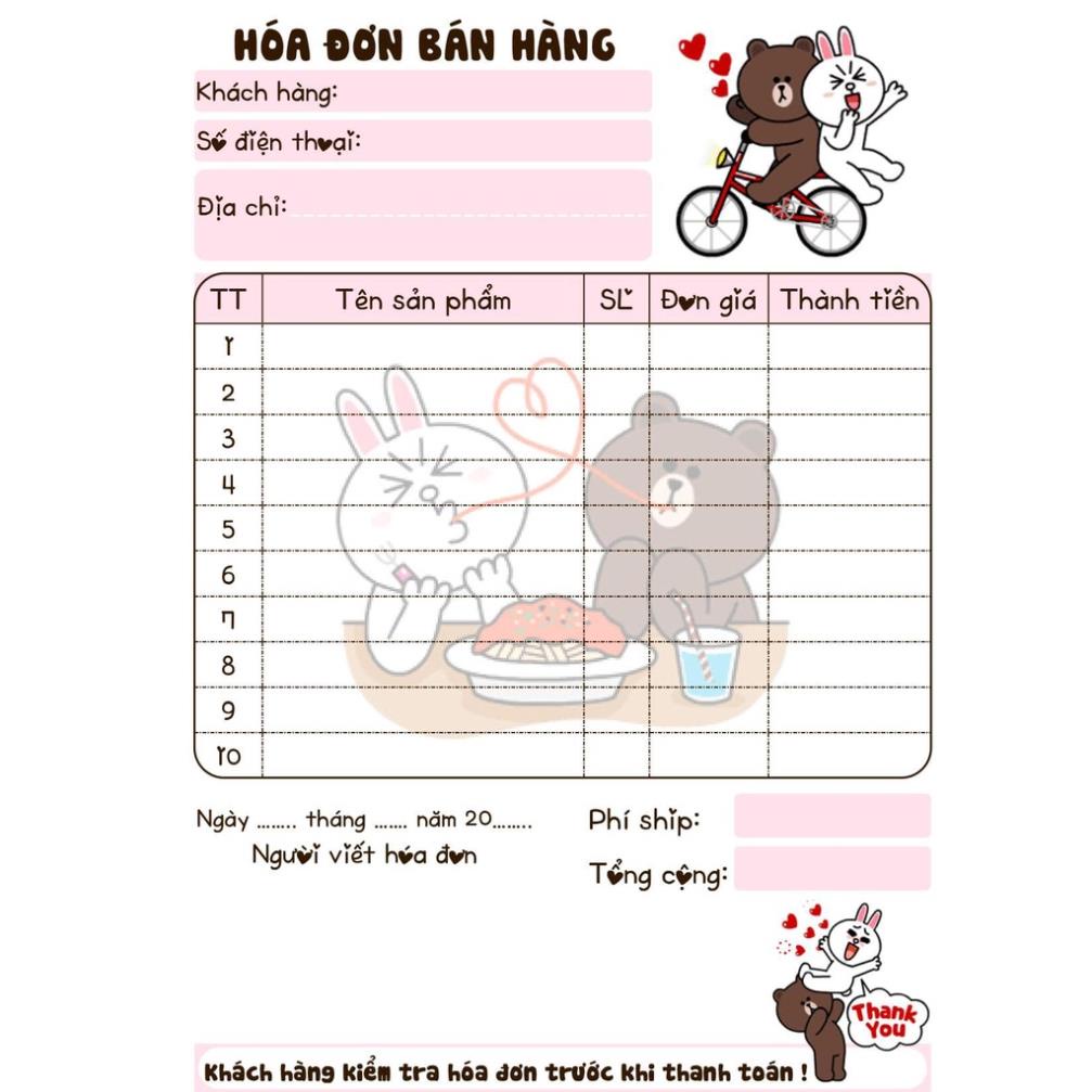 HOÁ ĐƠN BÁN HÀNG  2 liên ngẫu nhiên