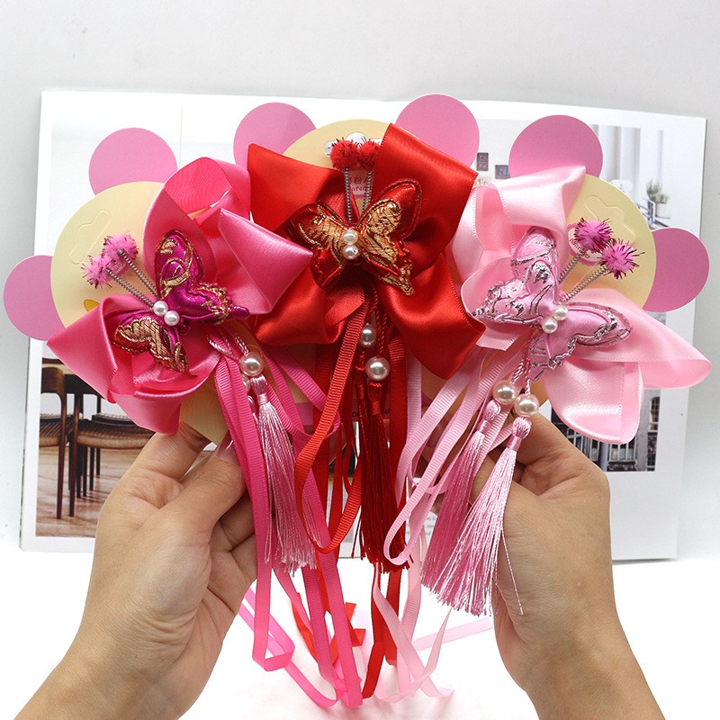Kẹp tóc hình hoa dáng dài phong cách Hán Phục dễ thương dành cho bé