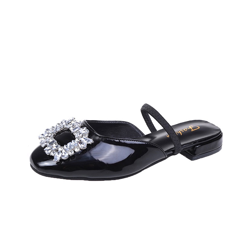 Giày bít mũi IELGY gót thấp đính đá phong cách Hàn Quốc cho nữ