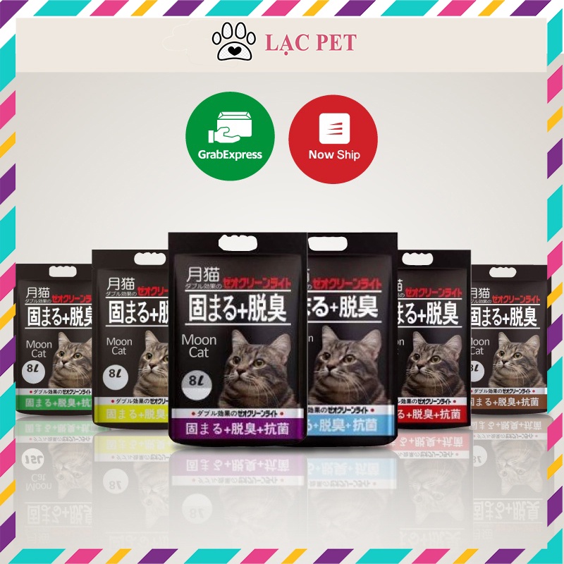 Cát Vệ Sinh Cho Mèo MOONCAT - Bịch 8L Vón Cục Nhanh, Khử Mùi - Nhiều Mùi Hương