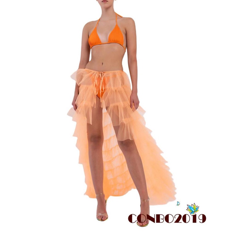 Hgm-đầm Lưới Tulle Màu Trơn Buộc Dây Tầng Dài Trên Sàn Không Đều Cho Tiệc Cưới / Tiệc Cocktail