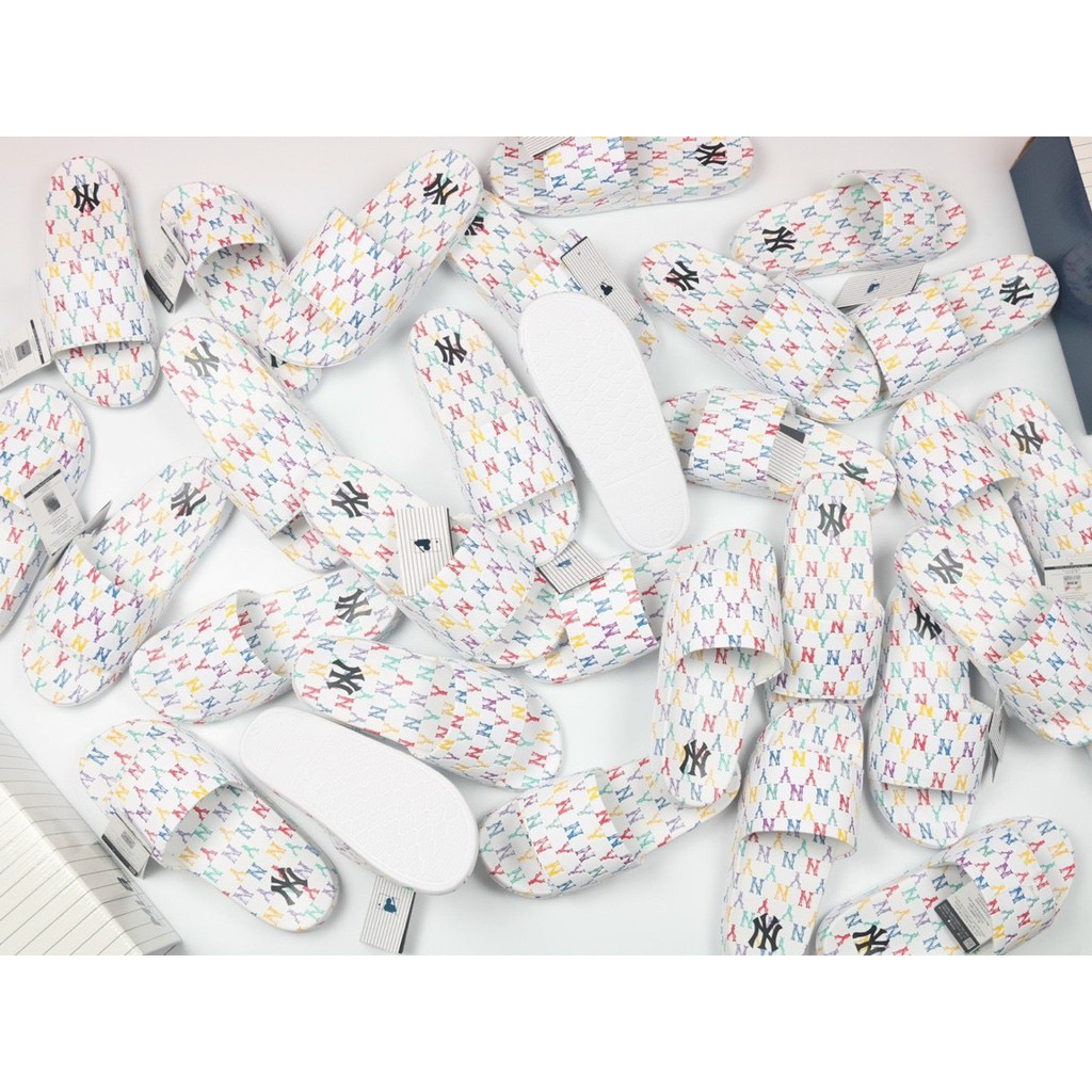 (HÀNG XUẤT XỊN) Dép M//L//B N//Y Monogram Rainbow White 2021 Size:36 37 38 39