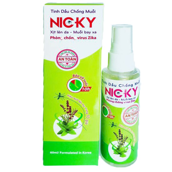 TINH DẦU THẢO DƯỢC XUA MUỖI NICKY XỊT TRÊN DA - chai 60ml