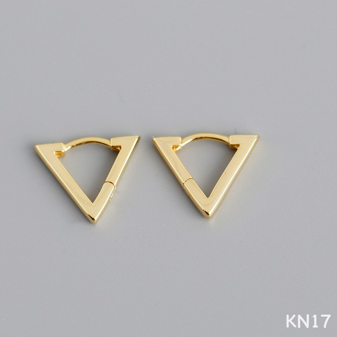 Khuyên tai nữ bạc mạ vàng hình tam giác 3 màu thiết kế cá tính, độc đáo | HARMONY ACCESSORIES KN17