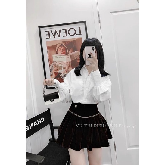 Chân váy Nhung cạp cao có quần trong