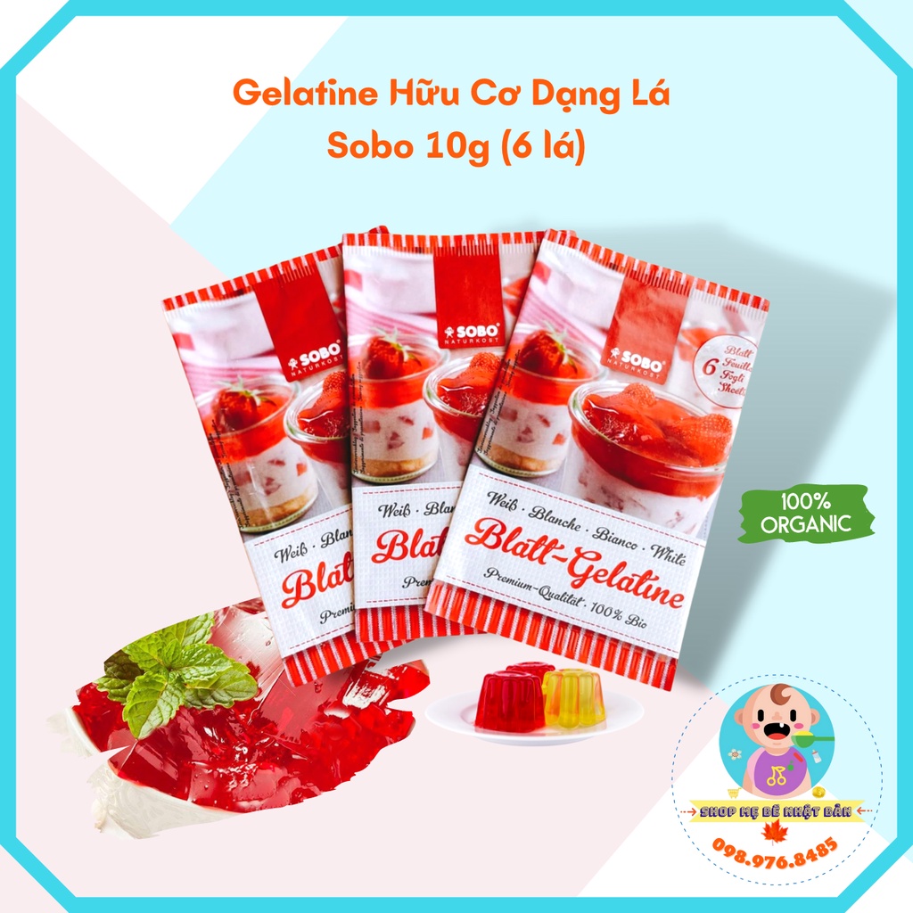 Gelatine Hữu Cơ Dạng Lá Sobo 10g (6 lá)