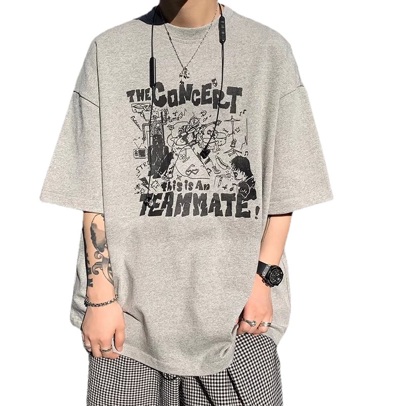 Áo Thun Dáng Rộng In Chữ Phong Cách Hàn Quốc Thời Trang Mùa Hè Cho Nam [M-8XL]