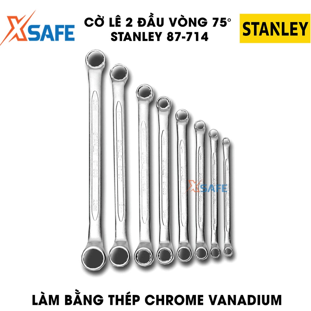 Cờ lê 2 đầu vòng 75 độ hệ INCH STANLEY 87-714 thép Chorme Vanadium Bộ 7 cờ lê Stanley đa dạng size, tay cầm thoải mái