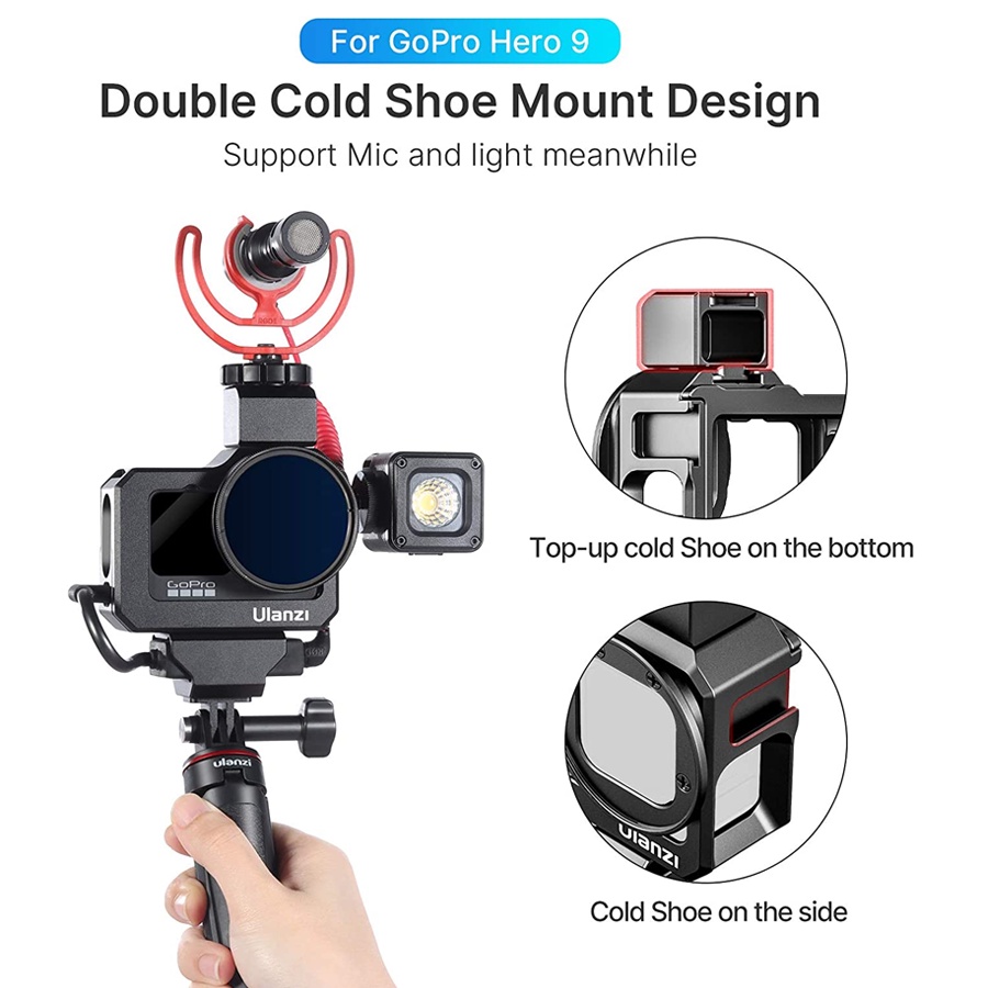 ULANZI G9-5 - Khung Bảo Vệ Dành Cho GoPro 9 Tích Hợp Cold Shoe Mount