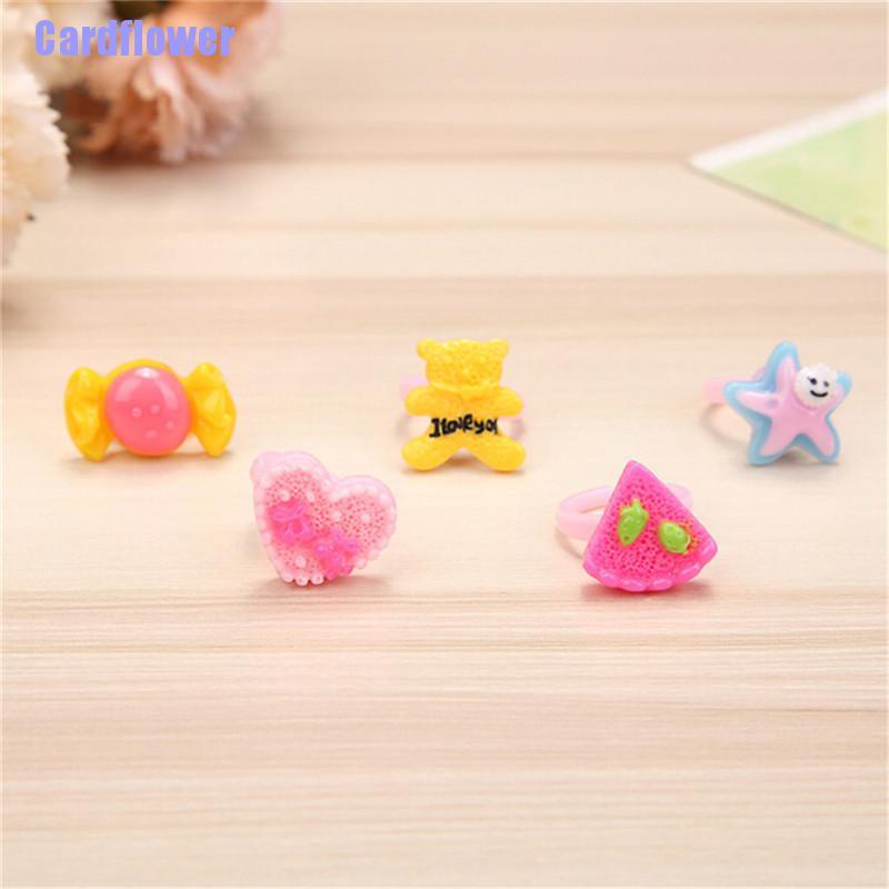 Bộ 10 Nhẫn Nhựa Họa Tiết Hoạt Hình Dễ Thương