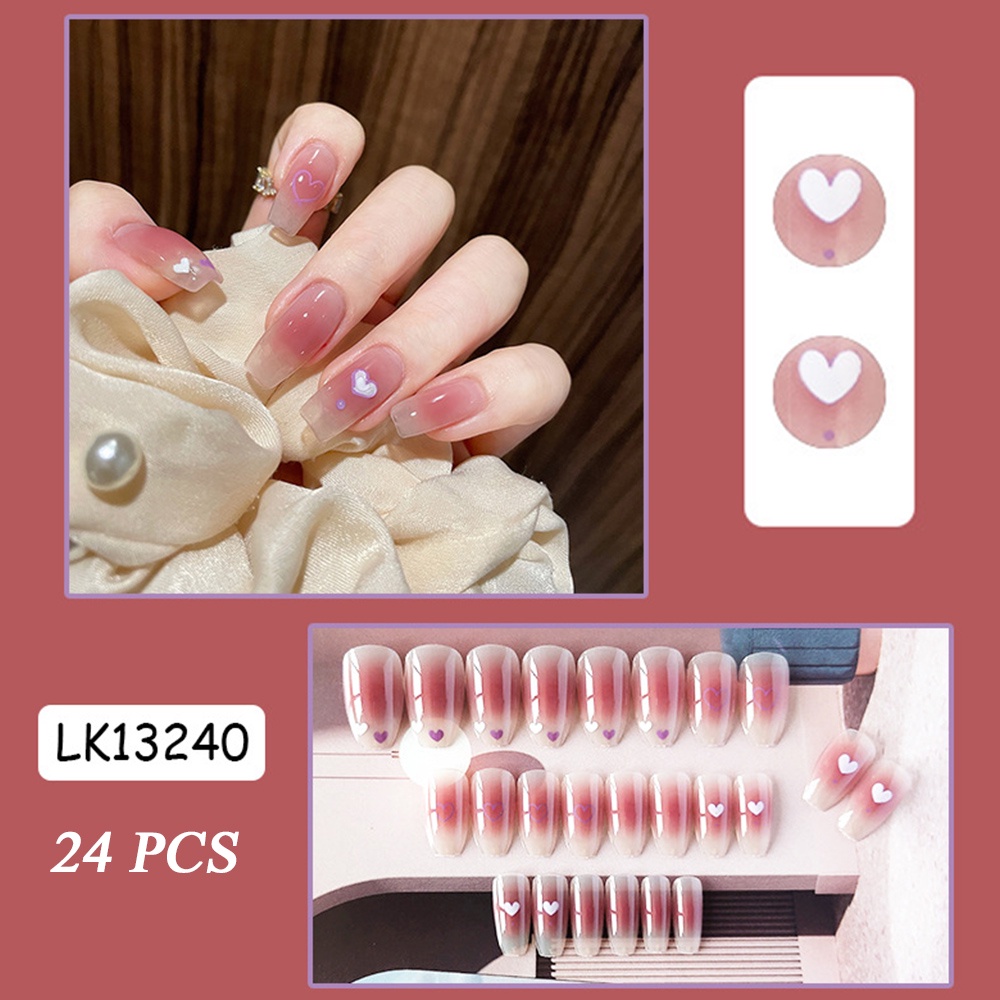 Set 24 Móng Tay Giả Phong Cách Retro Trang Trí Cho Nữ