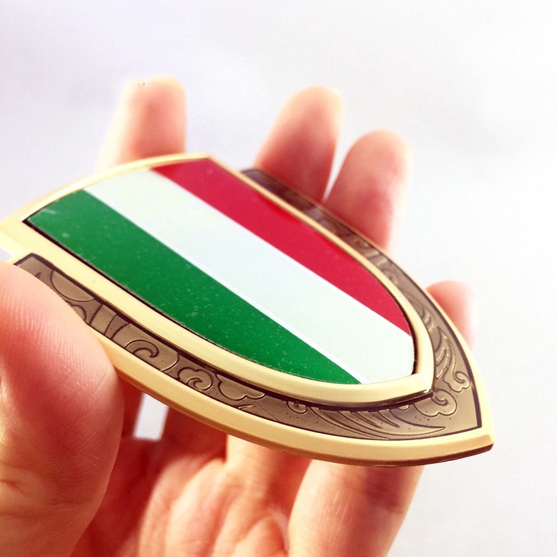 Logo Kim Loại Hình Lá Cờ Ý 3d Trang Trí Xe Hơi