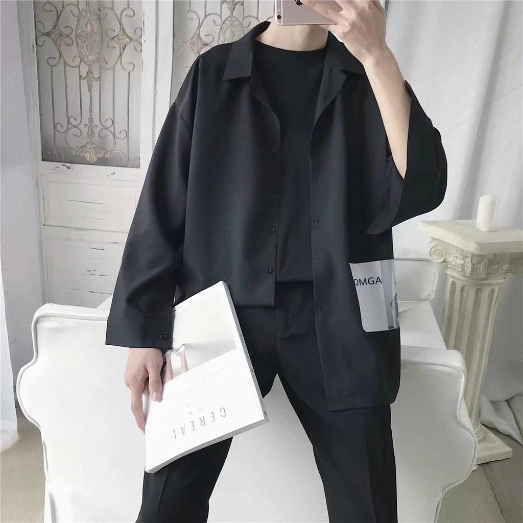 Áo Sơ Mi Tay Dài Phong Cách Retro Harajuku Cho Nam | BigBuy360 - bigbuy360.vn