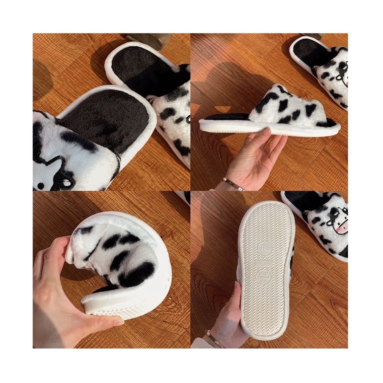 Dép bông bò sữa cute đế xốp chống trơn đi được cả ngoài đường