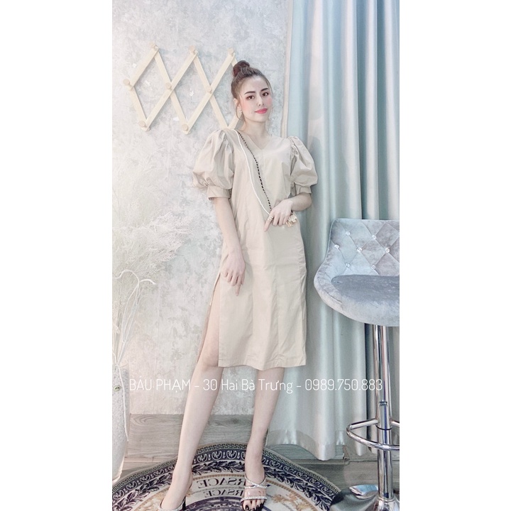 Váy thô vai bồng, form suông béo bụng hay bầu bì vẫn xinh nha !!! 🌞