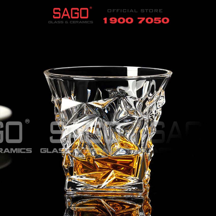 Ly Thủy Tinh Elegant whiskey Diamond Rock Glass 260ml | Cốc Thủy Tinh cao cấp
