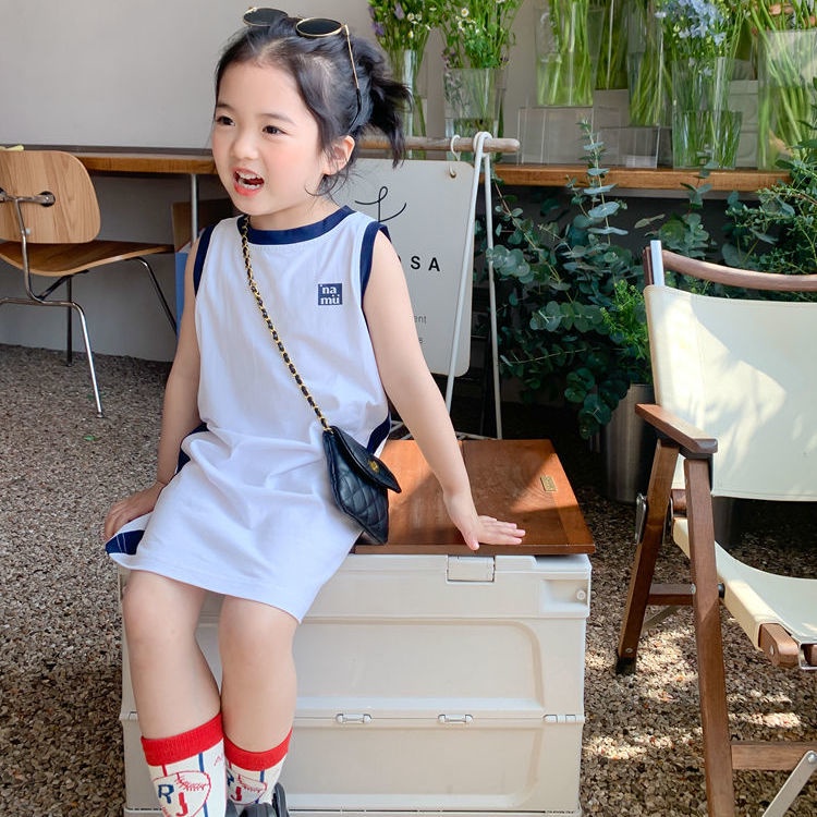 Đầm Công Chúa Mùa Hè Dáng Suông Sát Nách Màu Trơn Dễ Phối Đồ Hợp Thời Trang Cho Bé Gái