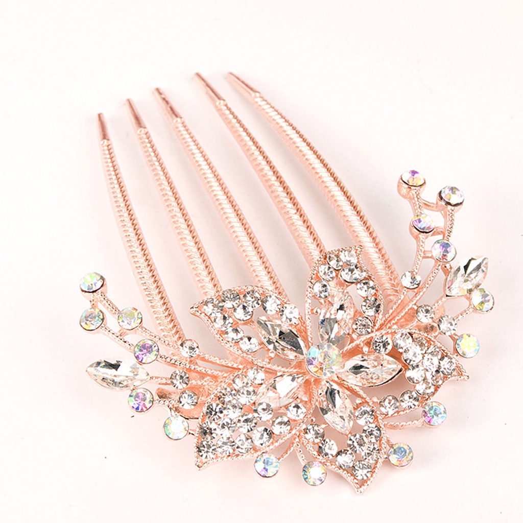Lược cài tóc hình hoa đính đá thanh lịch cho cô dâu