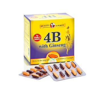 Viên uống Bồi bổ cơ thể, ăn ngon, ngủ khỏe, bổ sung Vitamin 4B with GINSENG hộp 100 viên