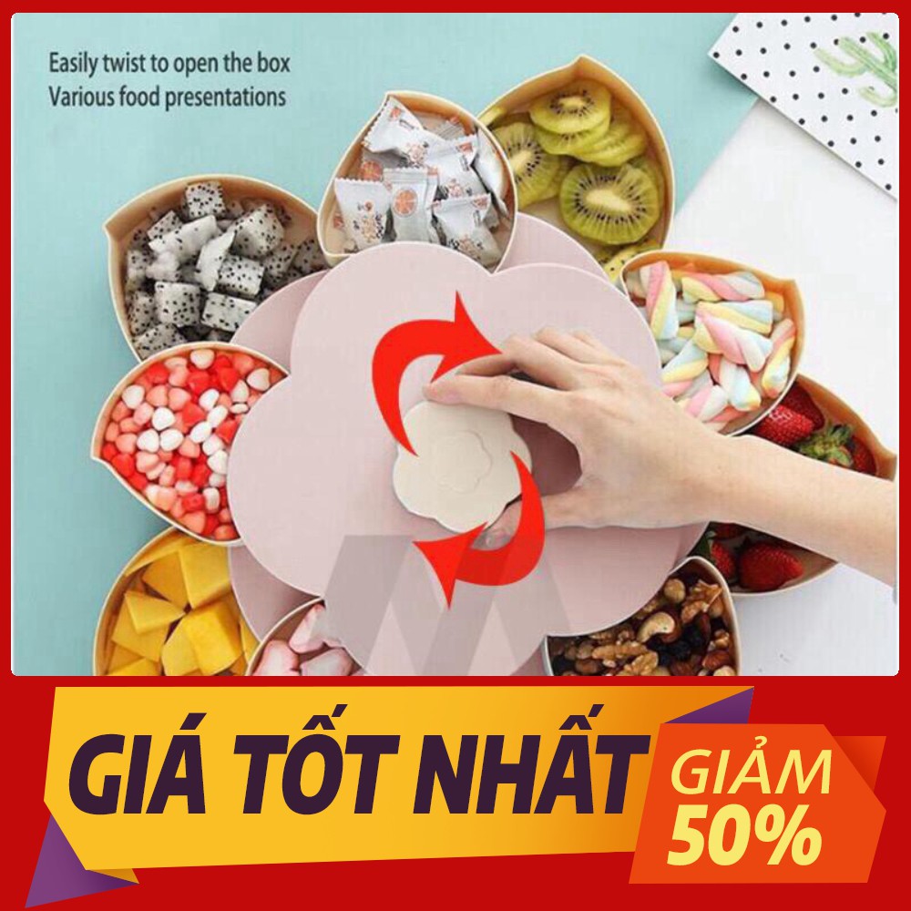 [Sale toàn shop] Khay đựng bánh kẹo - mứt 2 tầng hình cánh hoa