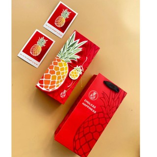 10 Bộ Túi Hộp Bánh Dứa Đỏ Buộc Dây
