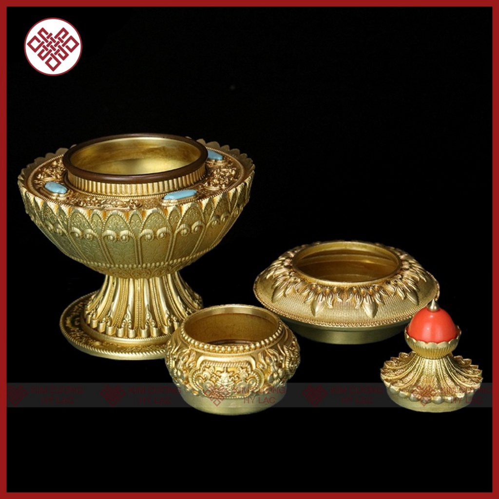 Bảo Bình Đồng Cao Cấp 3 Ngăn Đồng Mạ Vàng