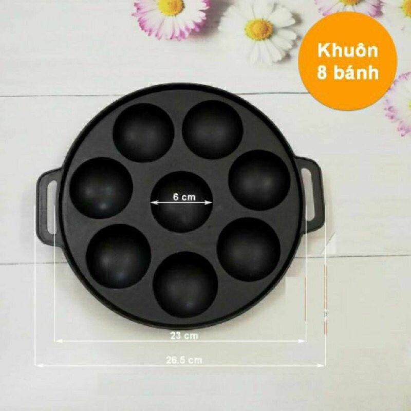 Khuôn bánh khọt chống dính 8 lỗ có nắp