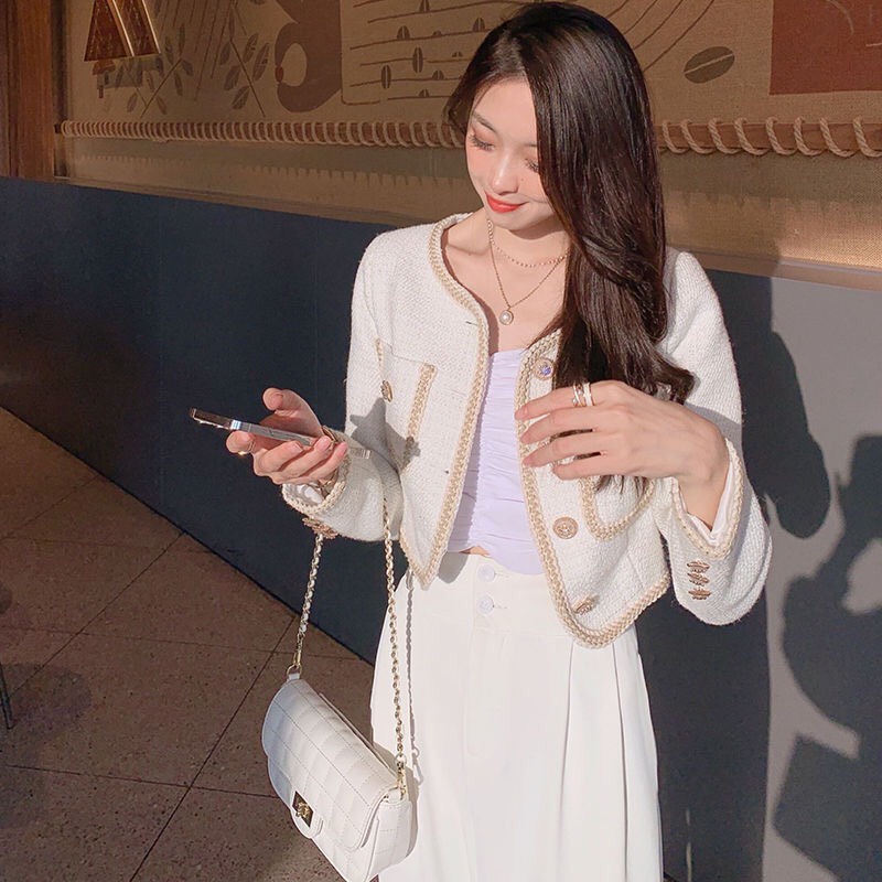 Áo Khoác Dạ Tweed Cho Nữ Phong Cách Thời Trang Hàn Quốc