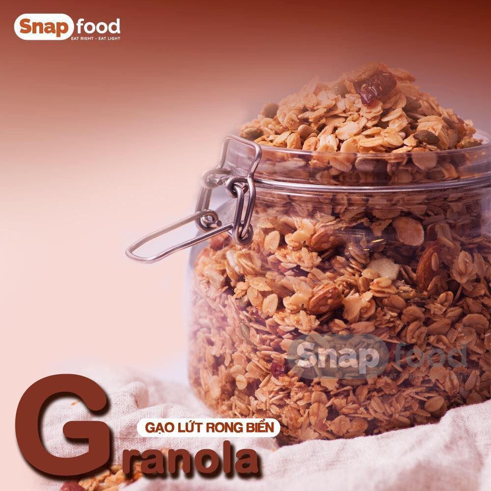 Ngũ cốc GIẢM CÂN - Ngũ cốc ăn liền - Granola gạo lứt rong biển (500gr) - Snap Food