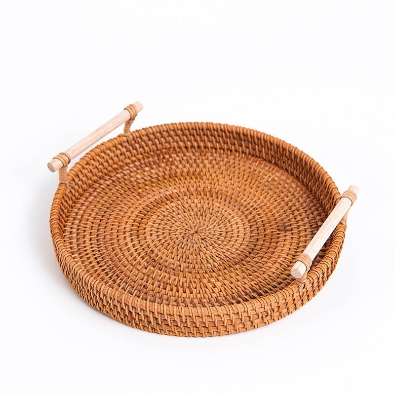 Khay mây guột tròn có tay cầm (Nhiều kích thước) | The handicrafts