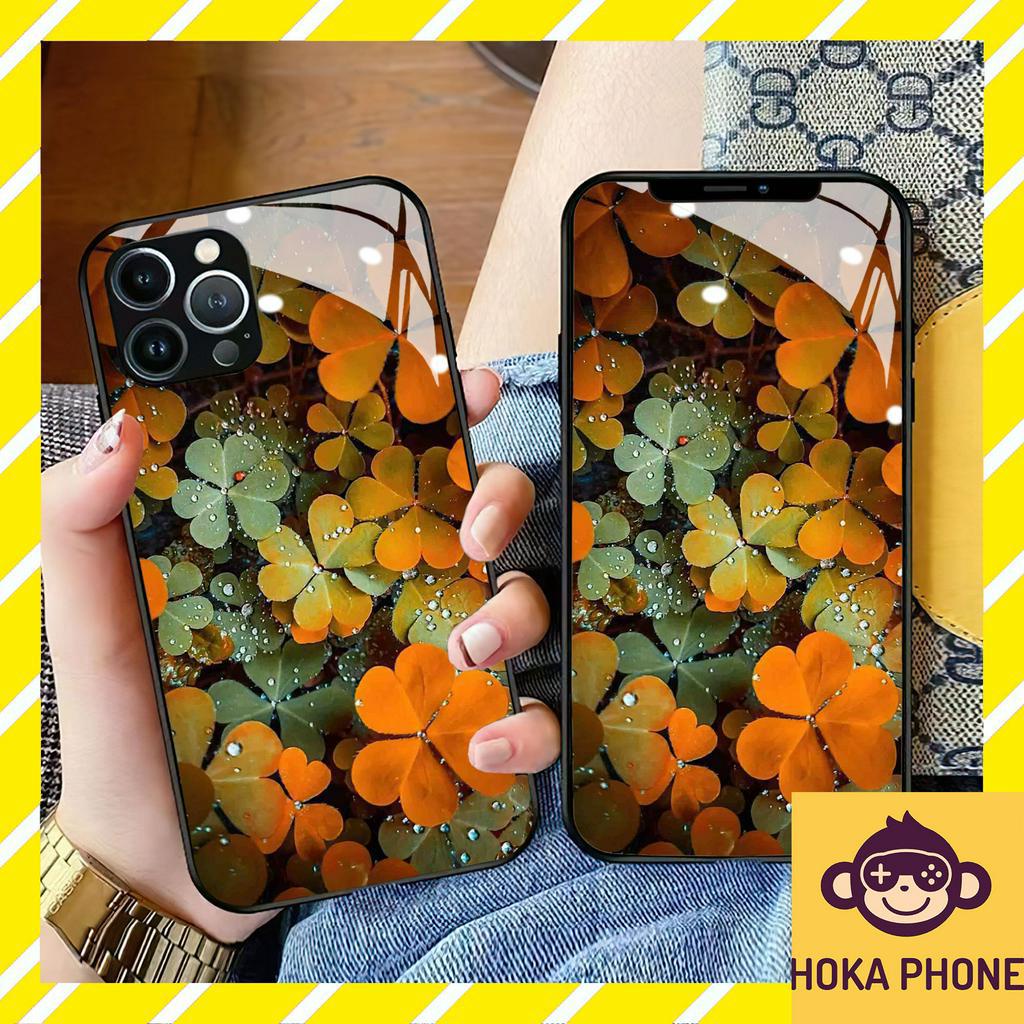 Ốp lưng iphone họa tiết decor đẹp kính cường lực Hoka cho IP 6 7 8 plus/ X Xs max/ 11 12 13 14 pro max