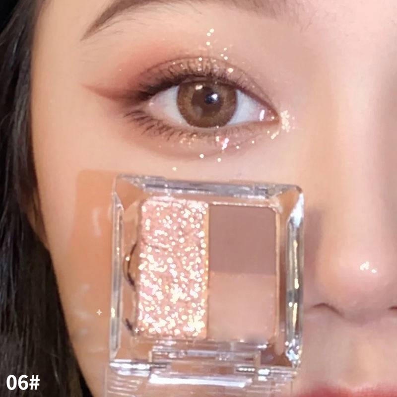 Bảng Phấn Mắt 4 Màu Lì/Nhũ Lấp Lánh Trang Điểm Bắt Sáng Lâu Trôi Kích Thước Nhỏ Gọn