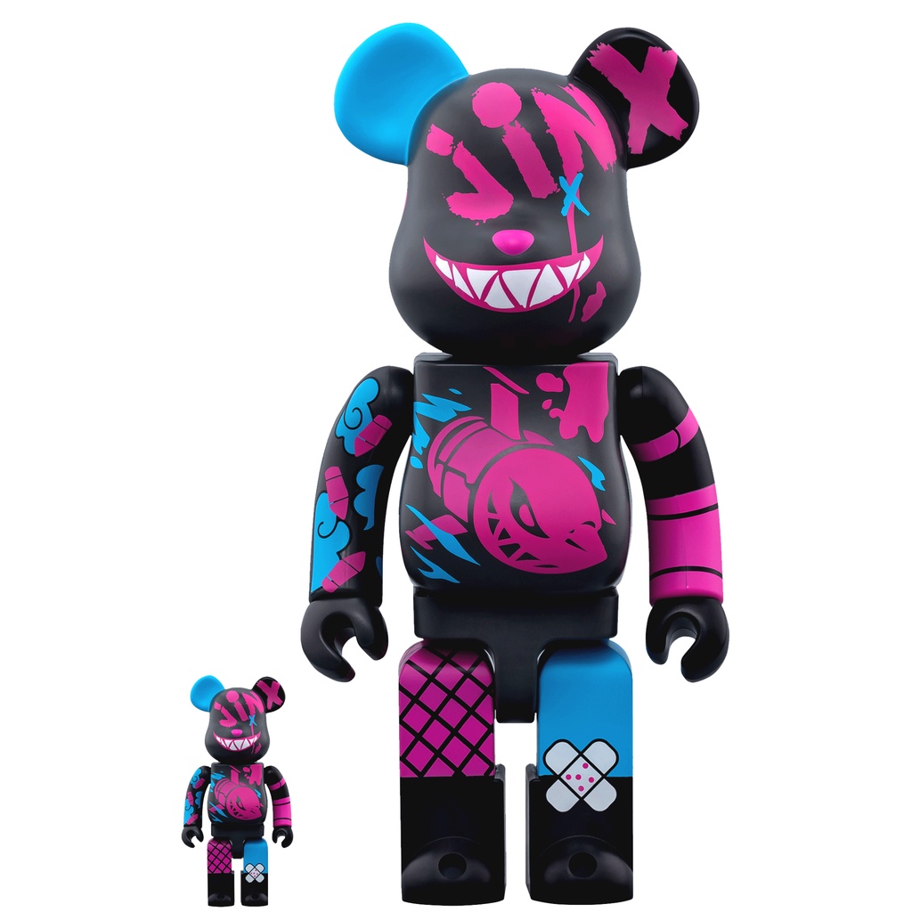 Mô hình trưng bày decor Bearbrick × LOL Jinx 100% &amp; 400%