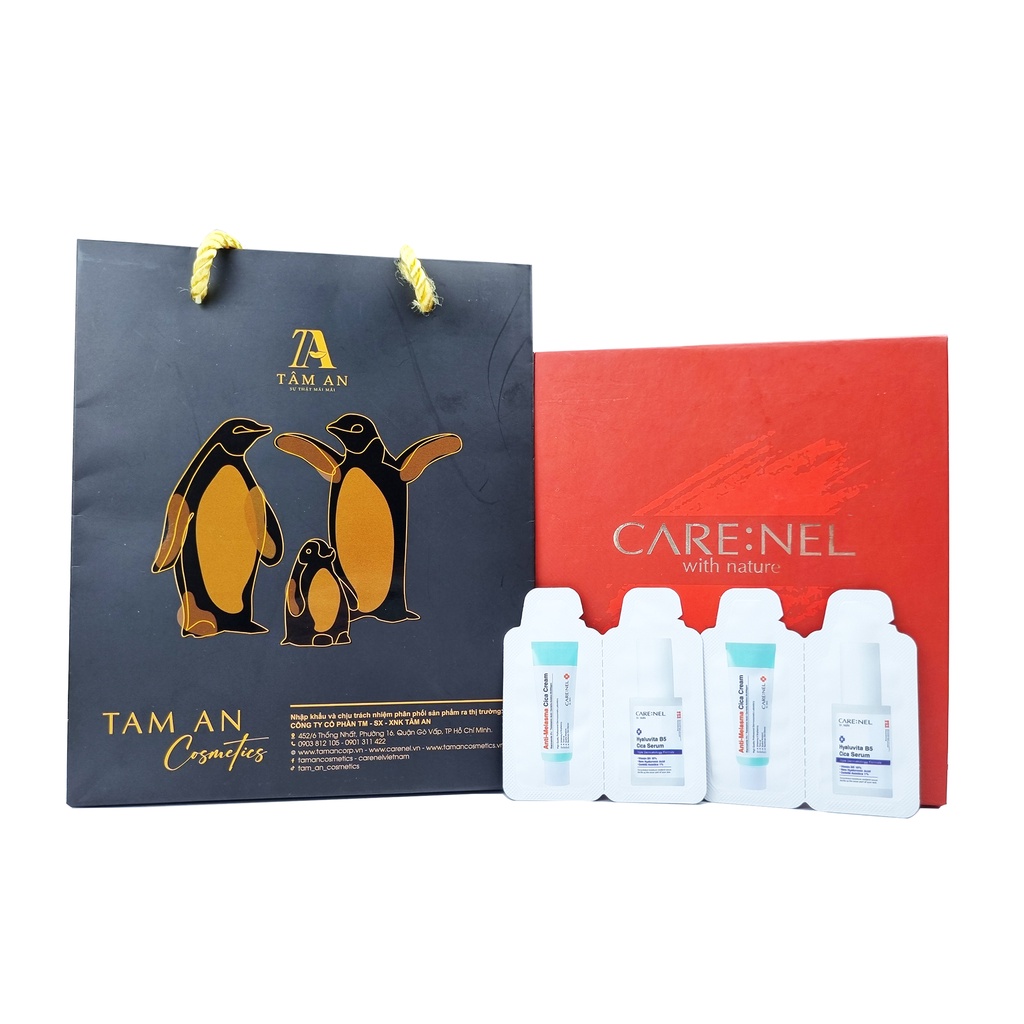 Minisize tinh chất dưỡng serum Carenel Hyaluvita B5 Cica Serum và kem dưỡng ngừa nám Anti-Melasma Cica Cream 2,4ml