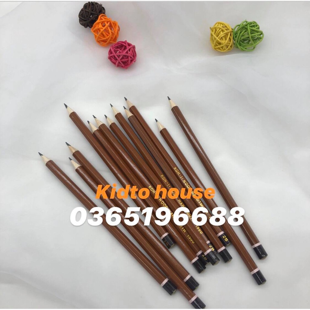 2 Cây Bút Chì Gỗ Vàng 2B KOH- Bút Chì 2B thân gỗ vỏ nâu vàng, cây viết chì luyện chữ rõ nét, dễ tẩy xoá