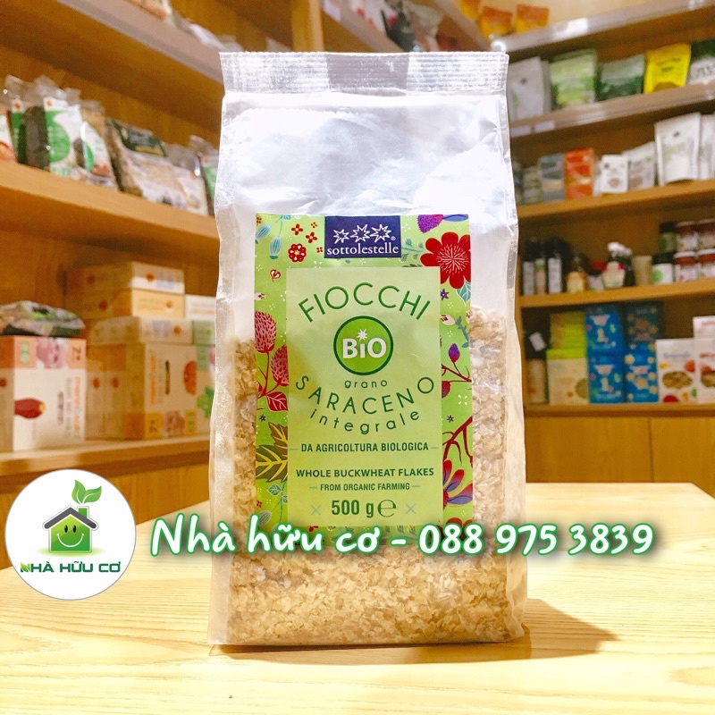 Kiều mạch nguyên cám hữu cơ cán dẹt SOTTOLESTELLE 500g - Date: 5/8/2022 - Organic Whole Buckwheat Flakes - Nhà Hữu Cơ