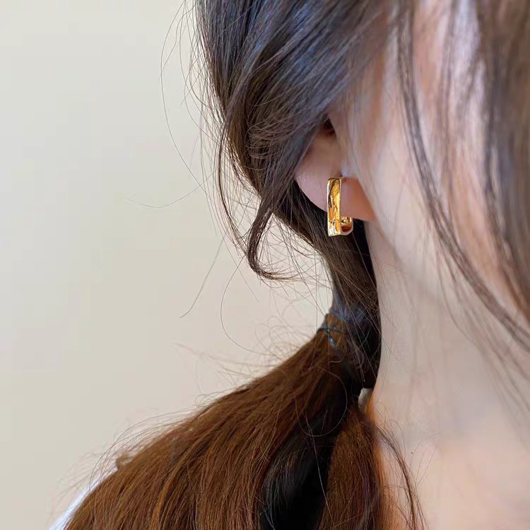 Bông Tai Mạ Bạc 925 Hình Chữ U Đơn Giản Phong Cách Hàn Quốc Thời Trang