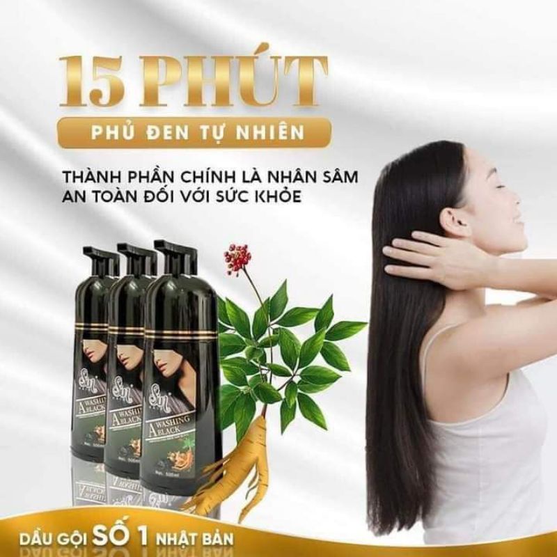 Dầu gội phủ bạc sin hair Nhật Bản 500ml, nhuộm tóc đen, tóc nâu đều màu tự nhiên tinh chất nhân sâm